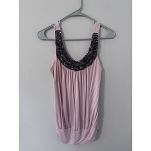 A'gaci womens size medium light pink sleeveless top y2k sequins tank top shirt